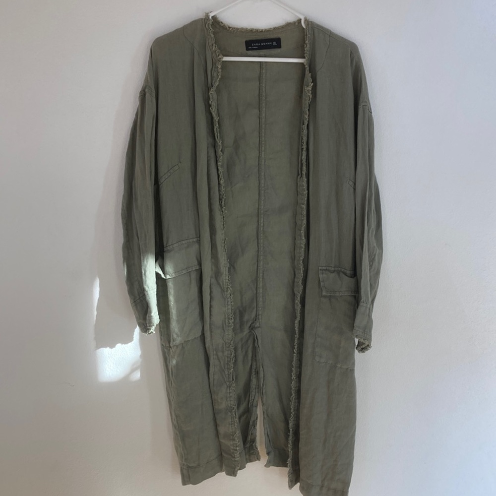 Zara linen lightweight long linen coat